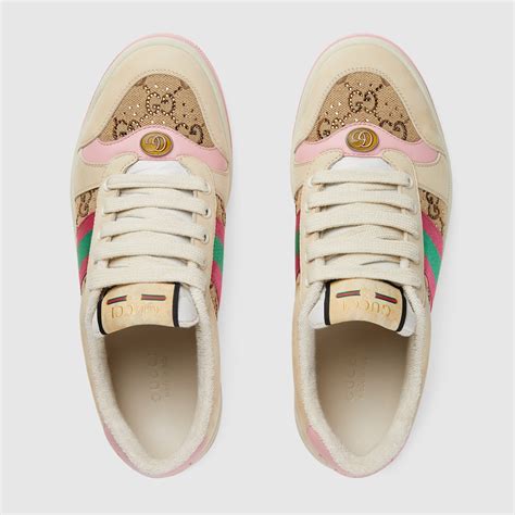 gucci shoes with crystals|gucci screener sneakers with crystals.